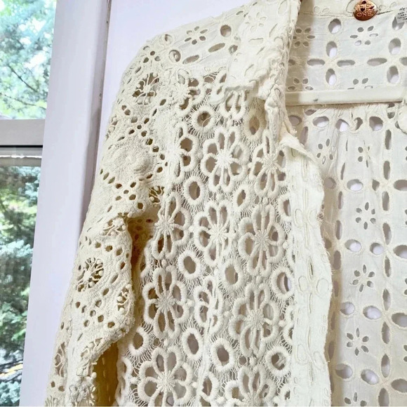 New Free People FP One Yesenia Shacket Crochet Lace Long Sleeve Button Down - Picture 7 of 13